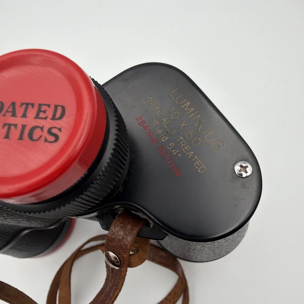 Vintage Selsi 10x50 Luminous Field Binoculars w/ Caps & Original Case - Works